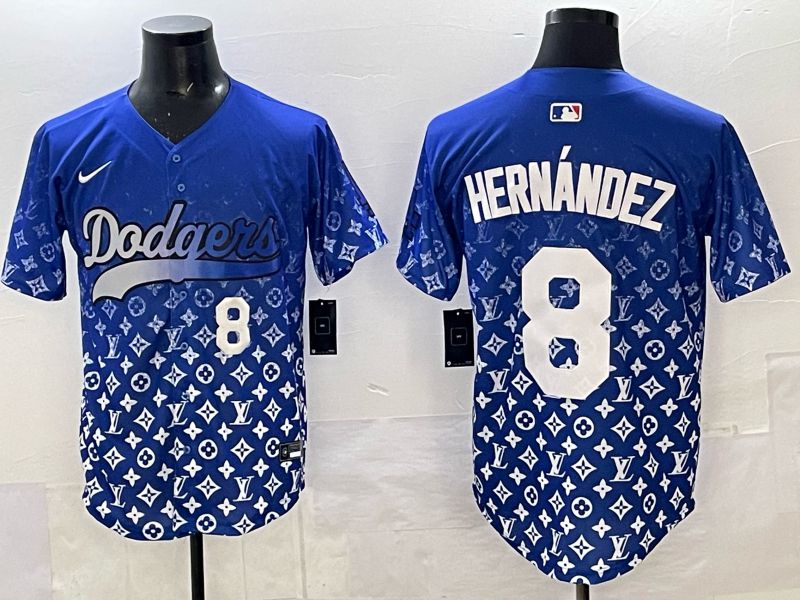 Men Los Angeles Dodgers #8 Hernandez Blue Nike 2025 MLB jersey 06->los angeles dodgers->MLB Jersey